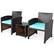 Left. Costway - 3PCS Patio Rattan Wicker Furniture Cushion Sofa Coffee Table - Turquoise,Mix brown.