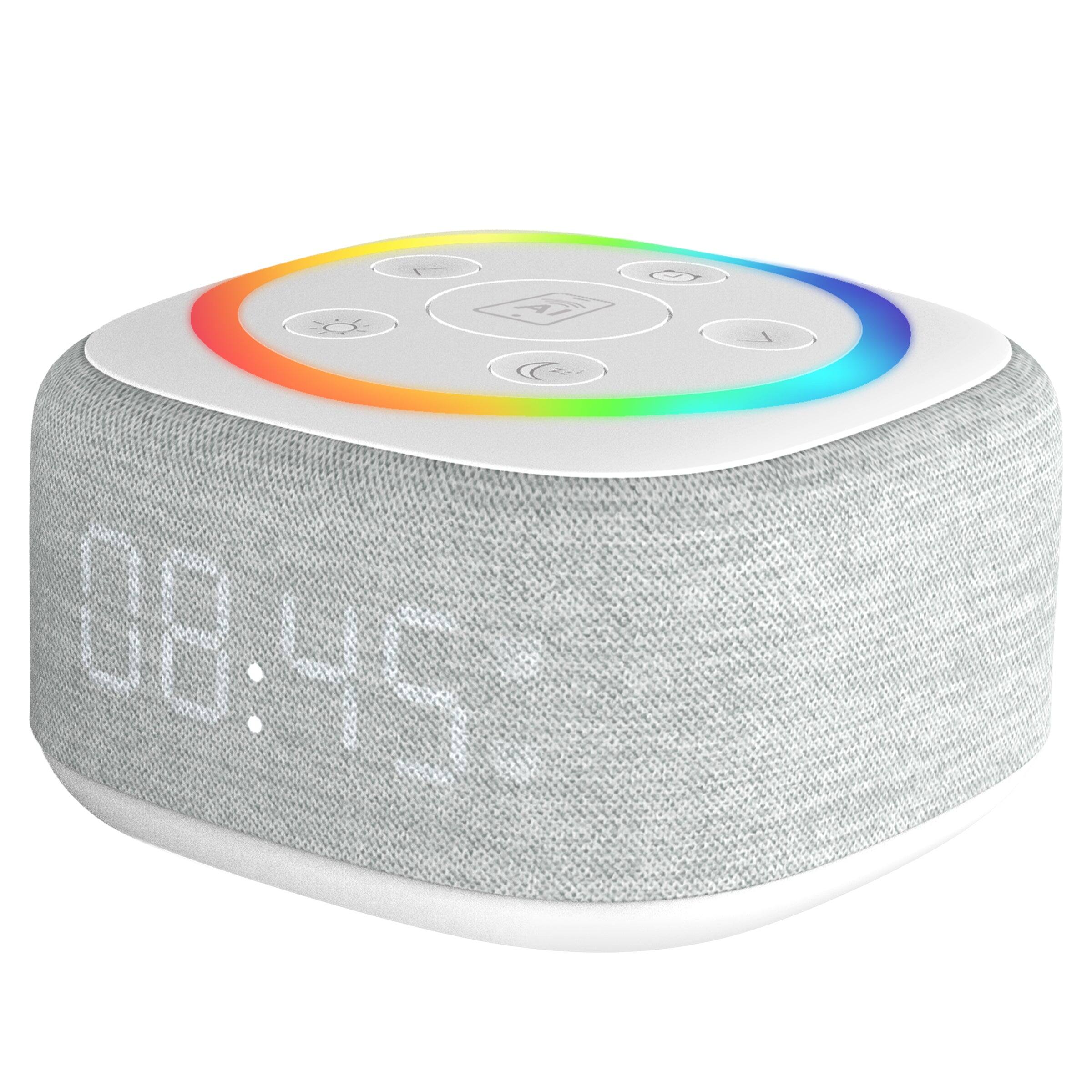 Alt View 5. Gemini - BRS-180 Bluetooth home speaker with night light, 16 sleep sounds, and LED clock - White.