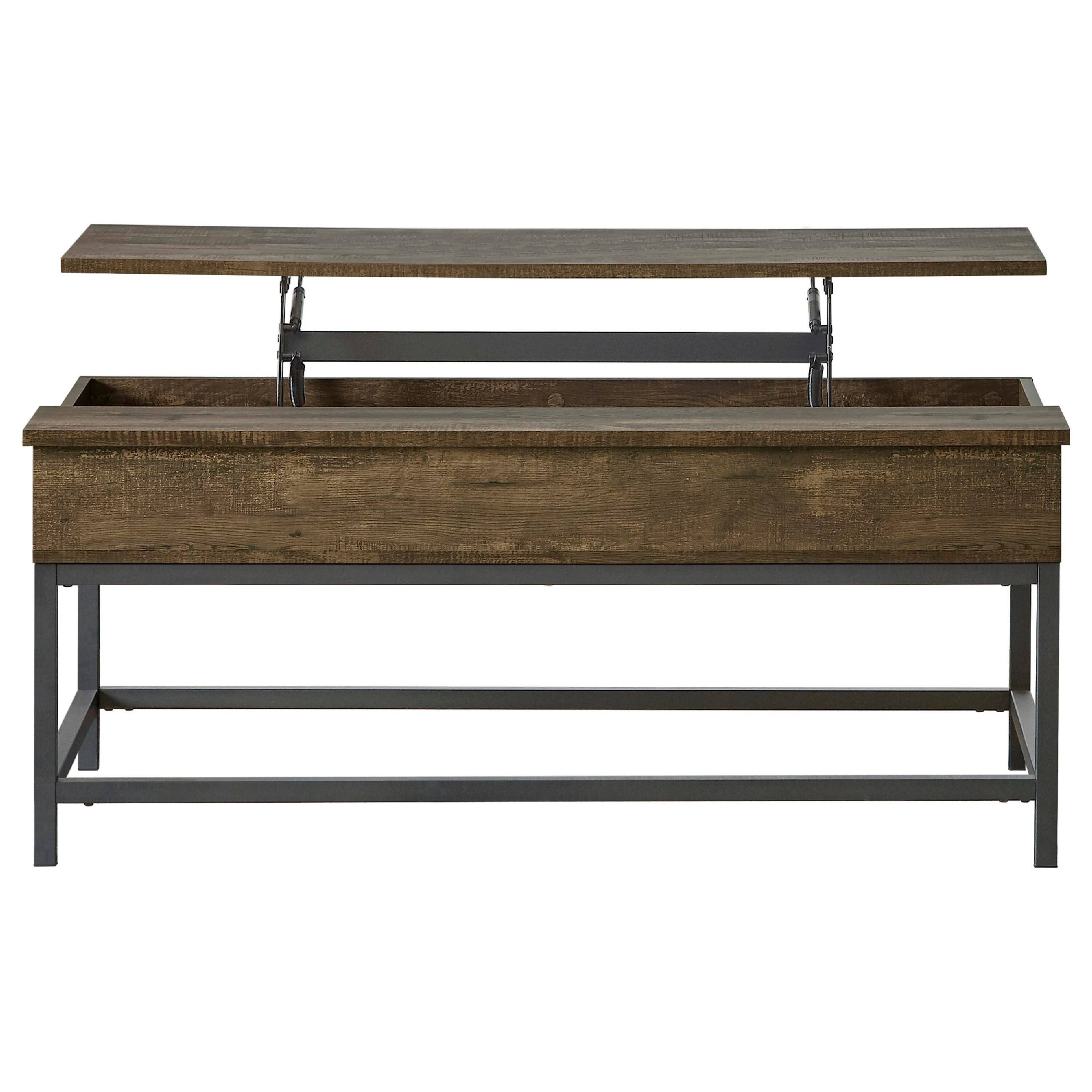 Alt View 2. Manhattan Lane - Mecy 2pc Coffee and Side End Table Set, Oak Brown Top, Metal - Oak Brown, Black.