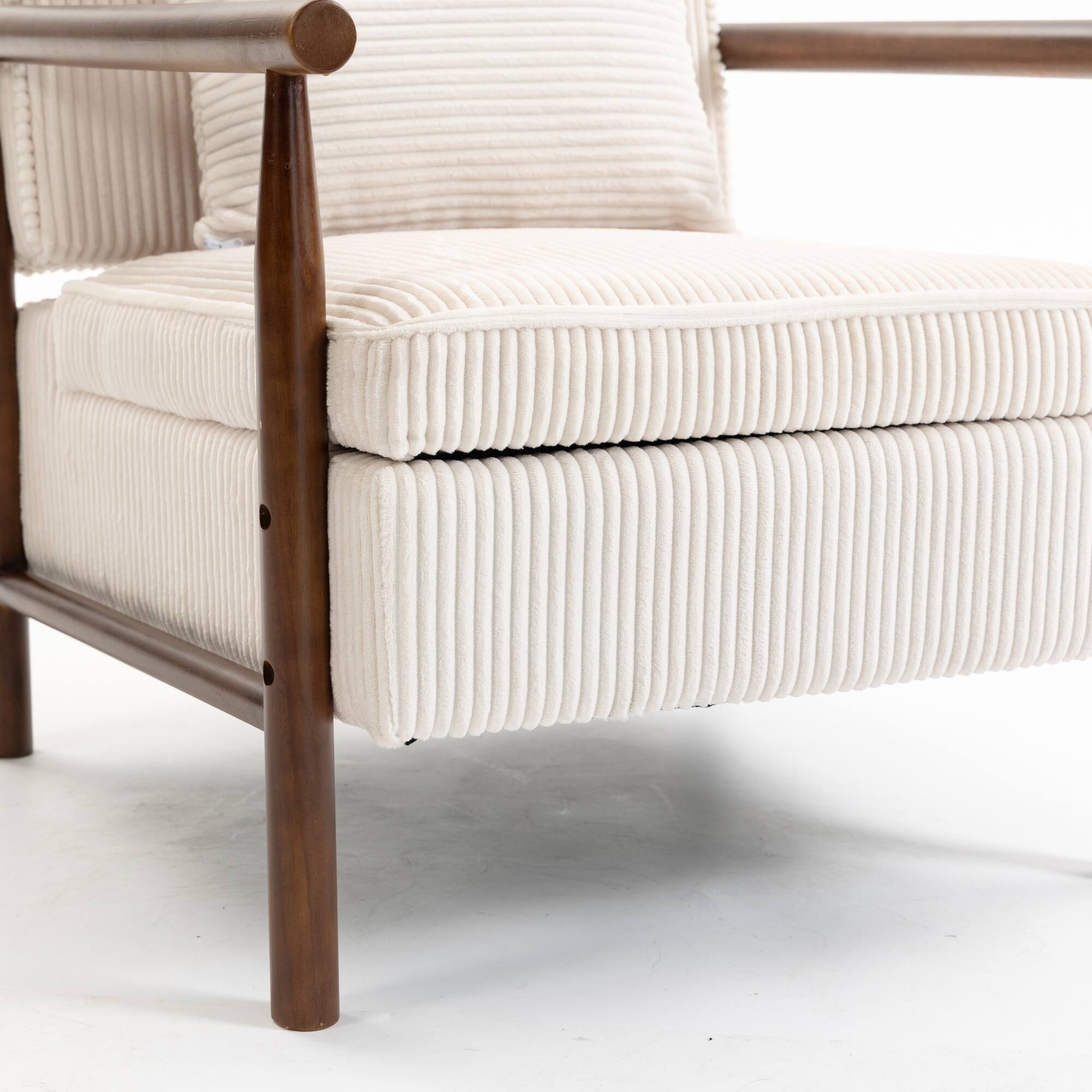 Left. GOODSILO - Modern Upholstered Accent Armchair with Hidden Storage and Waist Support Cushion for Living Room Bedroom - Antique White.