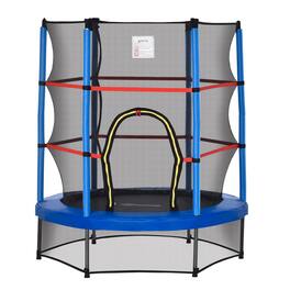 Outsunny - 5FT Trampoline, 55" Mini Trampoline, Enclosure Net, Safety Pad, Steel Frame, Gift - Blue