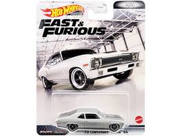 1970 Chevrolet Nova SS Stripes "Fast & Furious" Series Diecast Model Car by Hot Wheels - Silver Metallic With Black