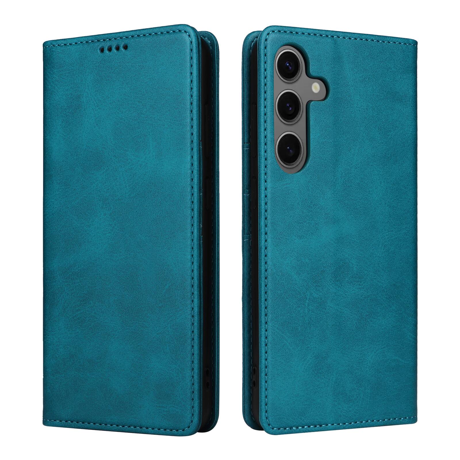 Alt View 2. Dteck - Folio Case for Samsung Galaxy S25,Wallet Case with Card Holder for Women Men,Shockproof PU Leather Flip Kickstand Cover - Bluegreen.
