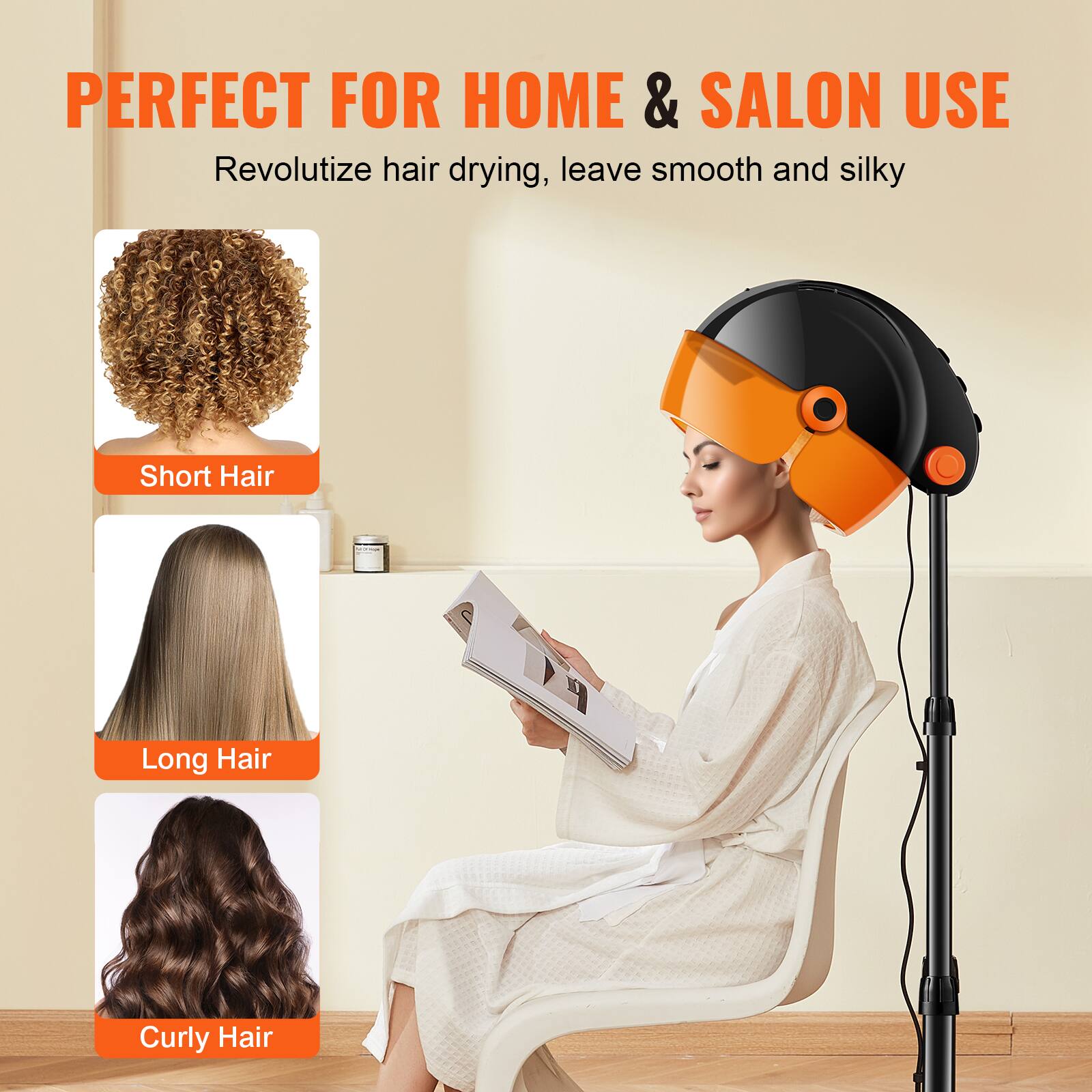 PERFECT FOR HOME & SALON USE

Revolutize hair drying, leave smooth and silky

Short Hair

Long Hair

Curly Hair