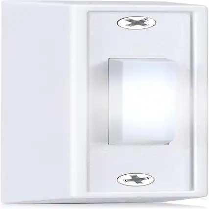 Front. Schertz - One-piece illuminated doorbell button and wall-mounted garage door opener - Color: White Light Item Package Quantity: 1.