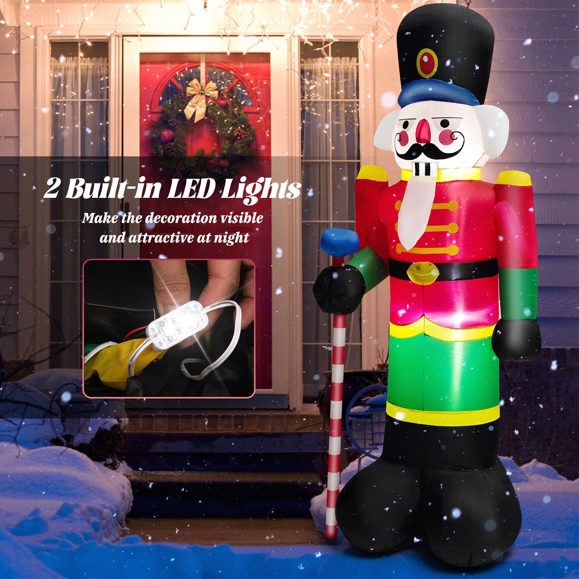 2 Built-in LED Lights Make the decoration visible and attractive at night.