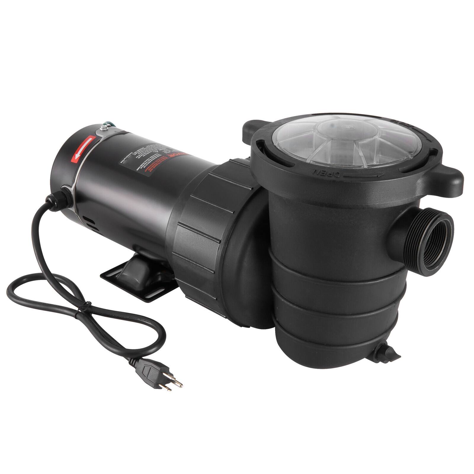 Alt View 5. VEVOR - Above Ground Pool Pump, 1HP, 80 GPM Max. Flow Single Speed Swimming Pool Pump, 120V 3450 RPM 36 ft Max. Head Lift Pool - Black.