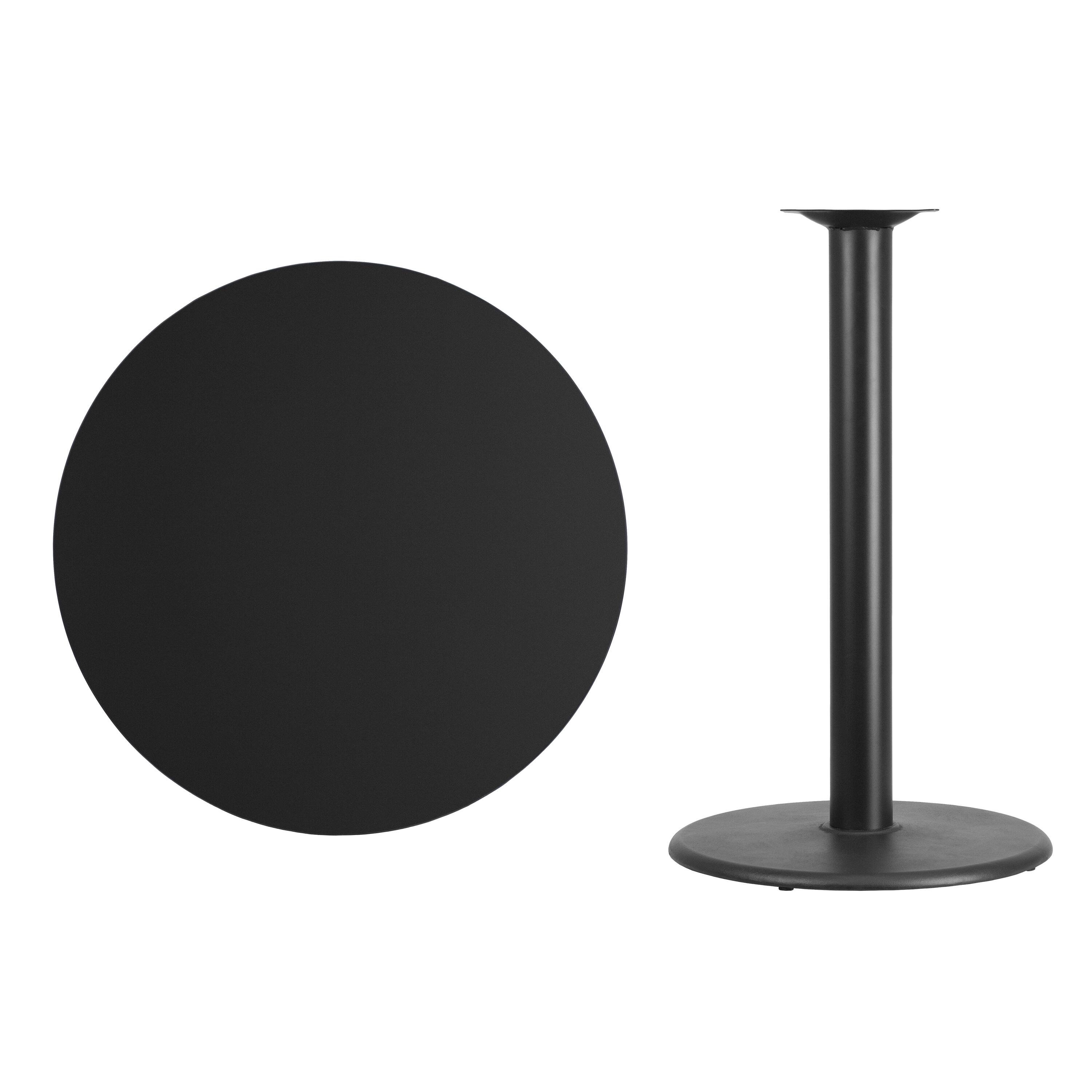 Alt View 3. Emma + Oliver - 36" Round Laminate Table Top with 24" Round Bar Height Table Base - Black.