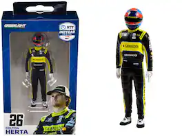NTT IndyCar Series #26 Colton Herta Driver Figure Gainbridge Andretti Autosport 1/18 Scale Model by Greenlight - Multicolor