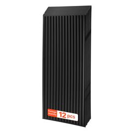 VEVOR - 24 x 48 in PVC Ceiling Tiles 12-Pack 3D Linear Slat Panels, Smooth PVC Sheet for Drop Grid, Impact-Resistant - Black