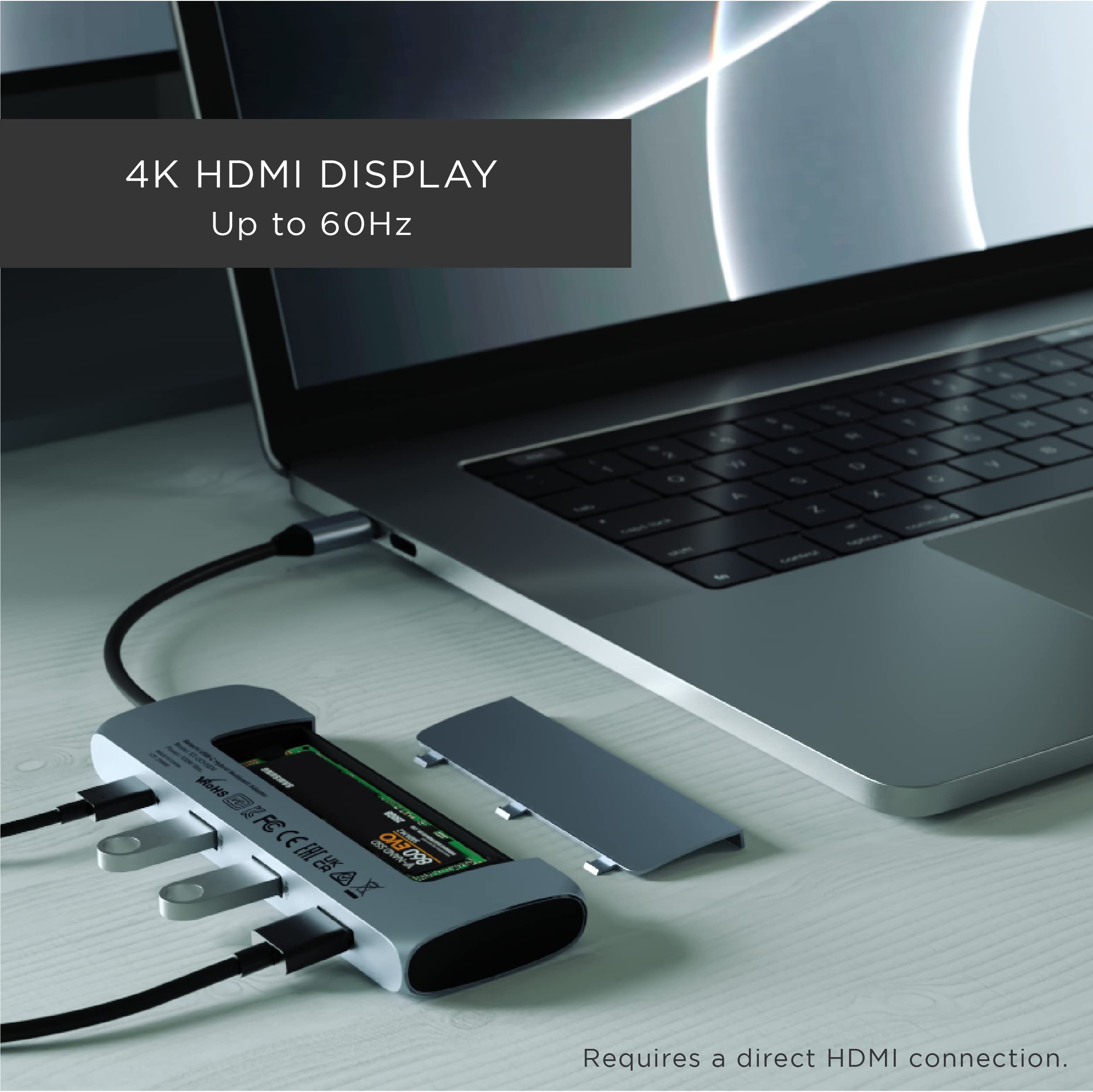 Satechi USB C Hub Multiport Adapter with M.2 SATA SSD Enclosure 4K