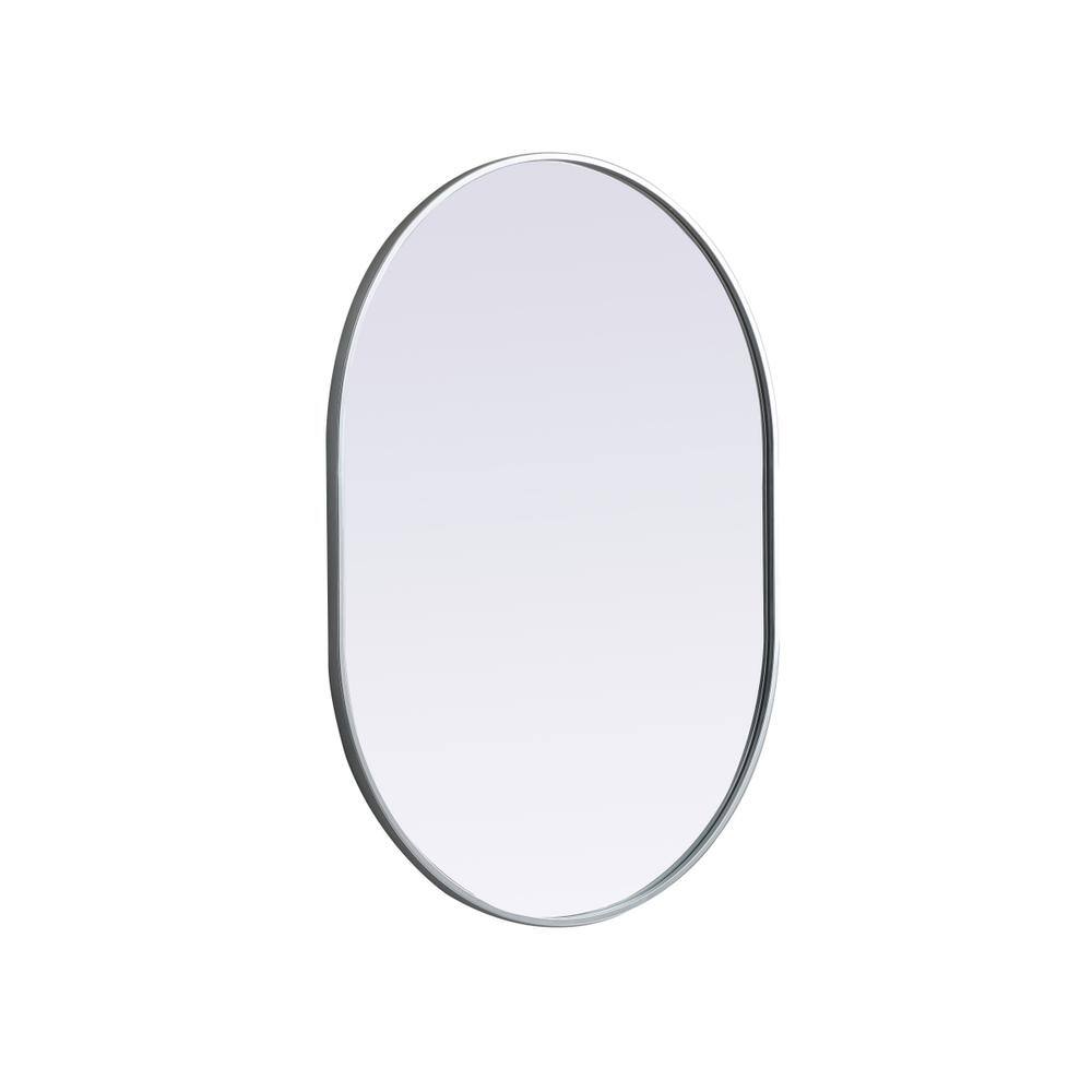 Alt View 1. Elegant Decor - Metal Frame Oval Mirror 30x40 Inch in Silver - Silver.