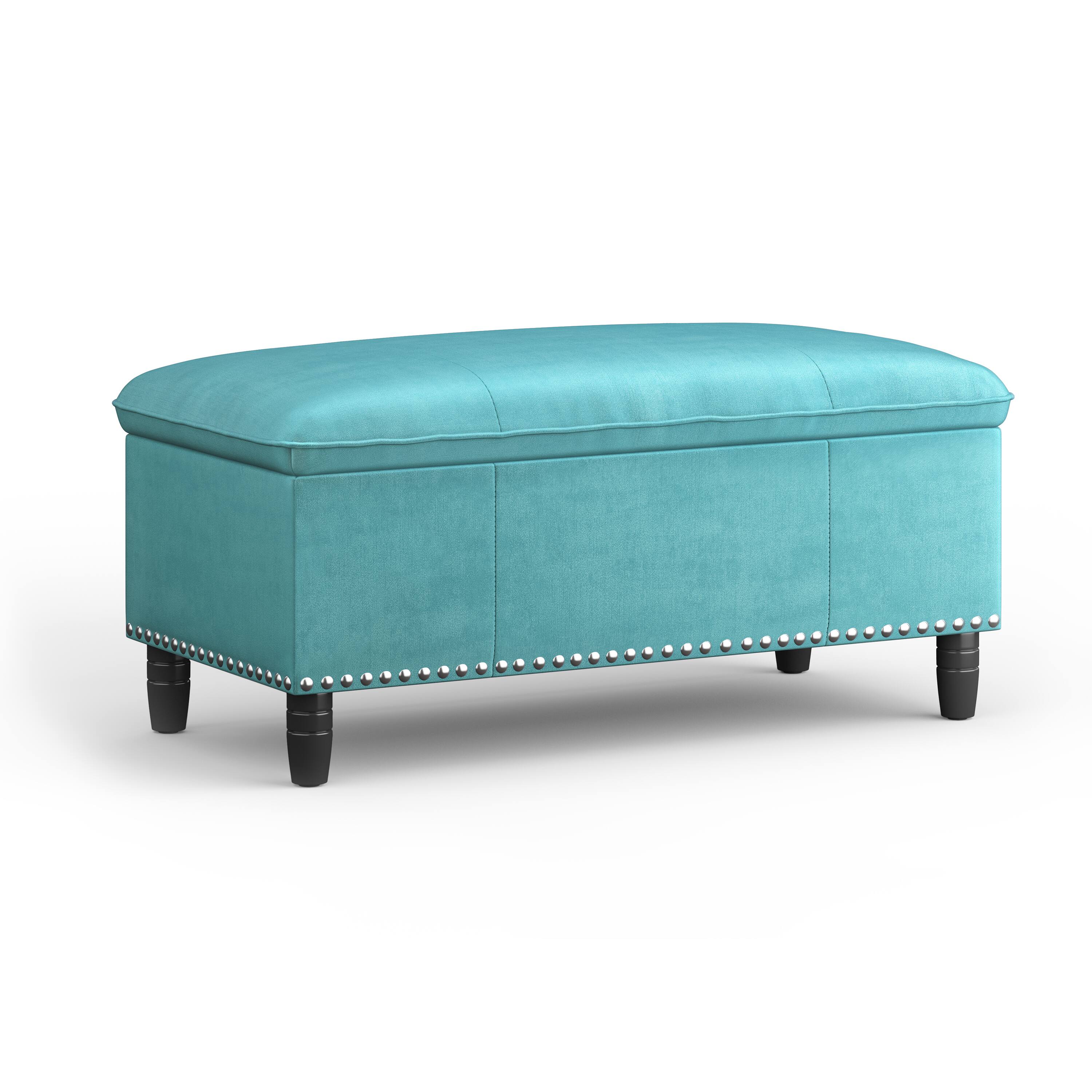 Front. Simpli Home - Emily Storage Ottoman - Aqua.