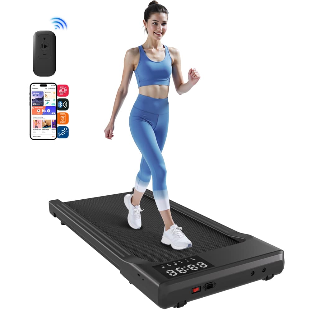 Superun - 2.5 HP Quiet Walking Jogging Machine, 300 lbs Capacity Treadmills 100cm belt - Black