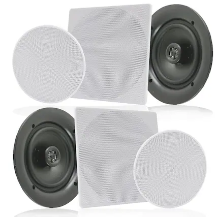 Front. PYLE - Pyle Pair 6.5” Flush Mount In-wall In-ceiling - Black.