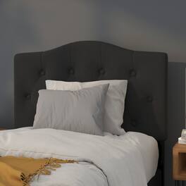 Emma + Oliver - Arched Button Tufted Upholstered Headboard - Black