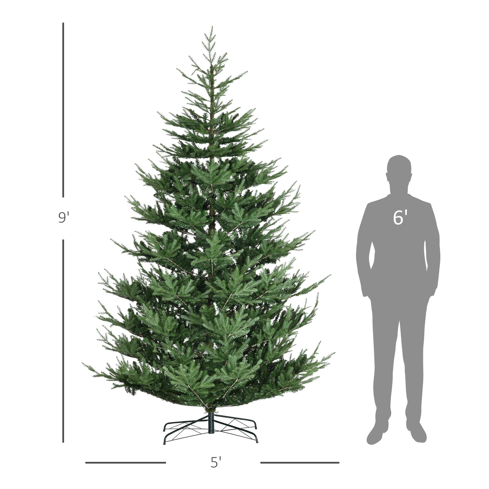 Alt View 2. Homcom - Nordic Pine Hinged Artificial Christmas Tree, 1939 Realistic Branches Steel Base - Green.