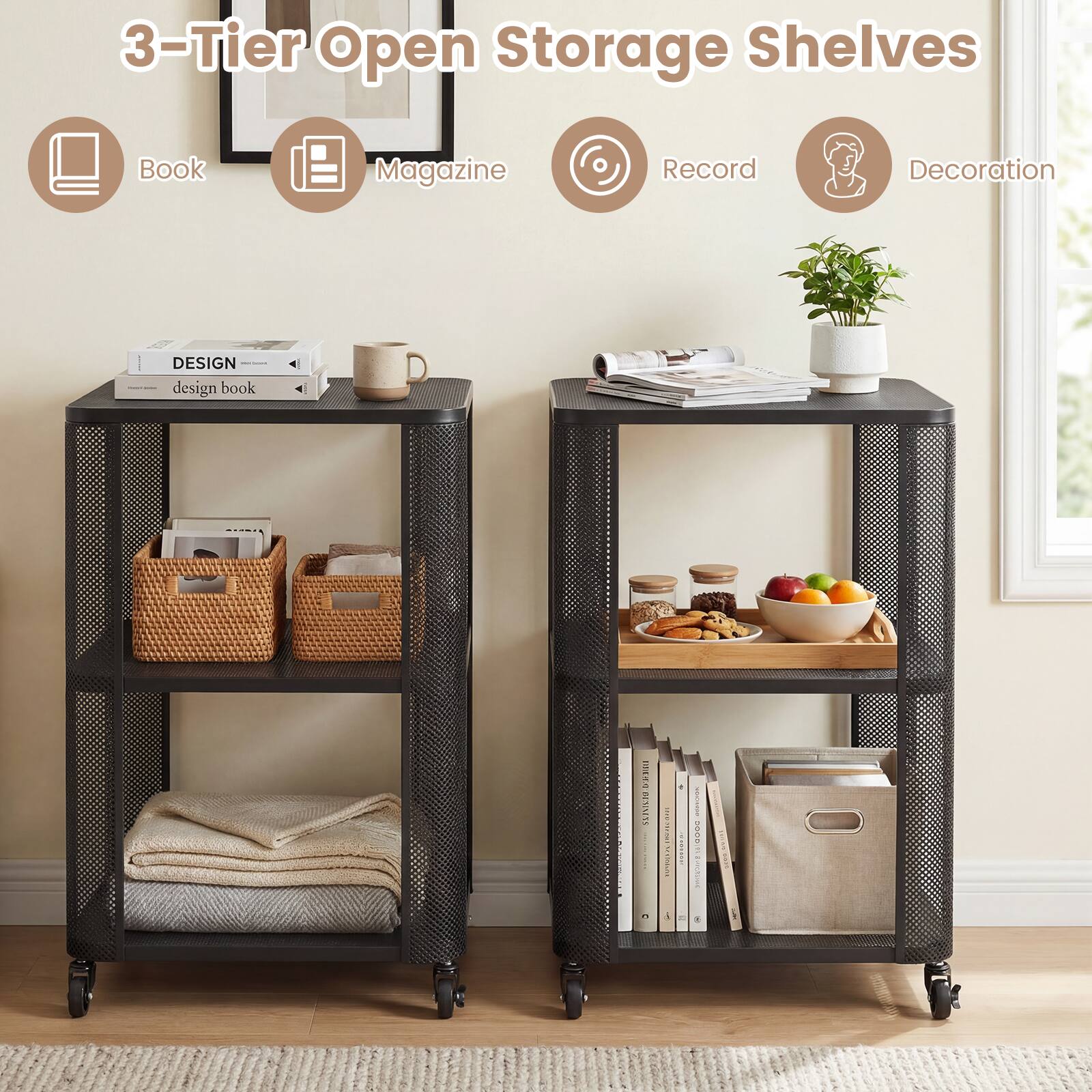 3-Tier Open Storage Shelves

- Book
- Magazine
- Record
- Decoration

DESIGN design book