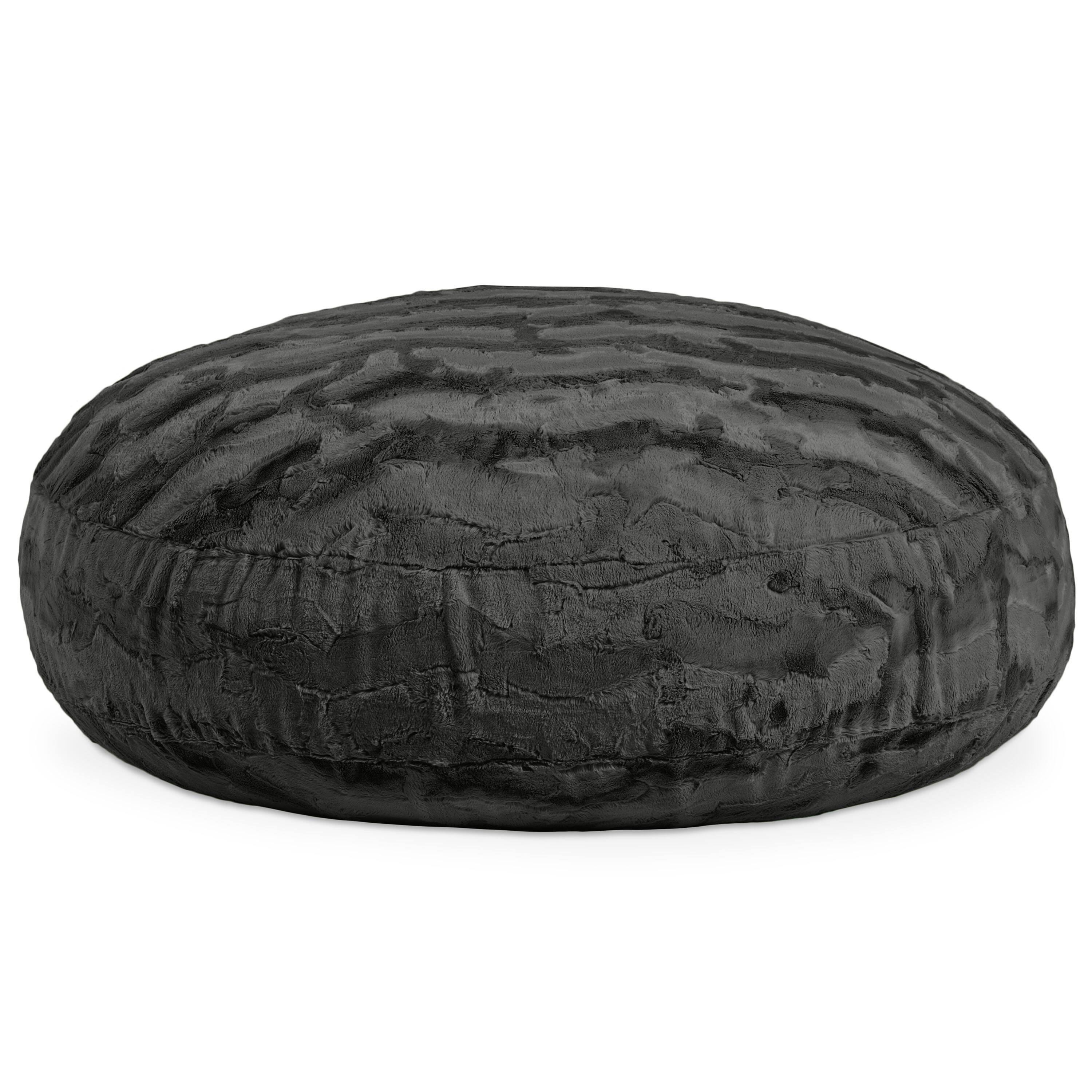 Angle. Jaxx - Jaxx Cocoon 4 Foot Bean Bag Chair - Faux Fur, Black - Faux Fur - Black.