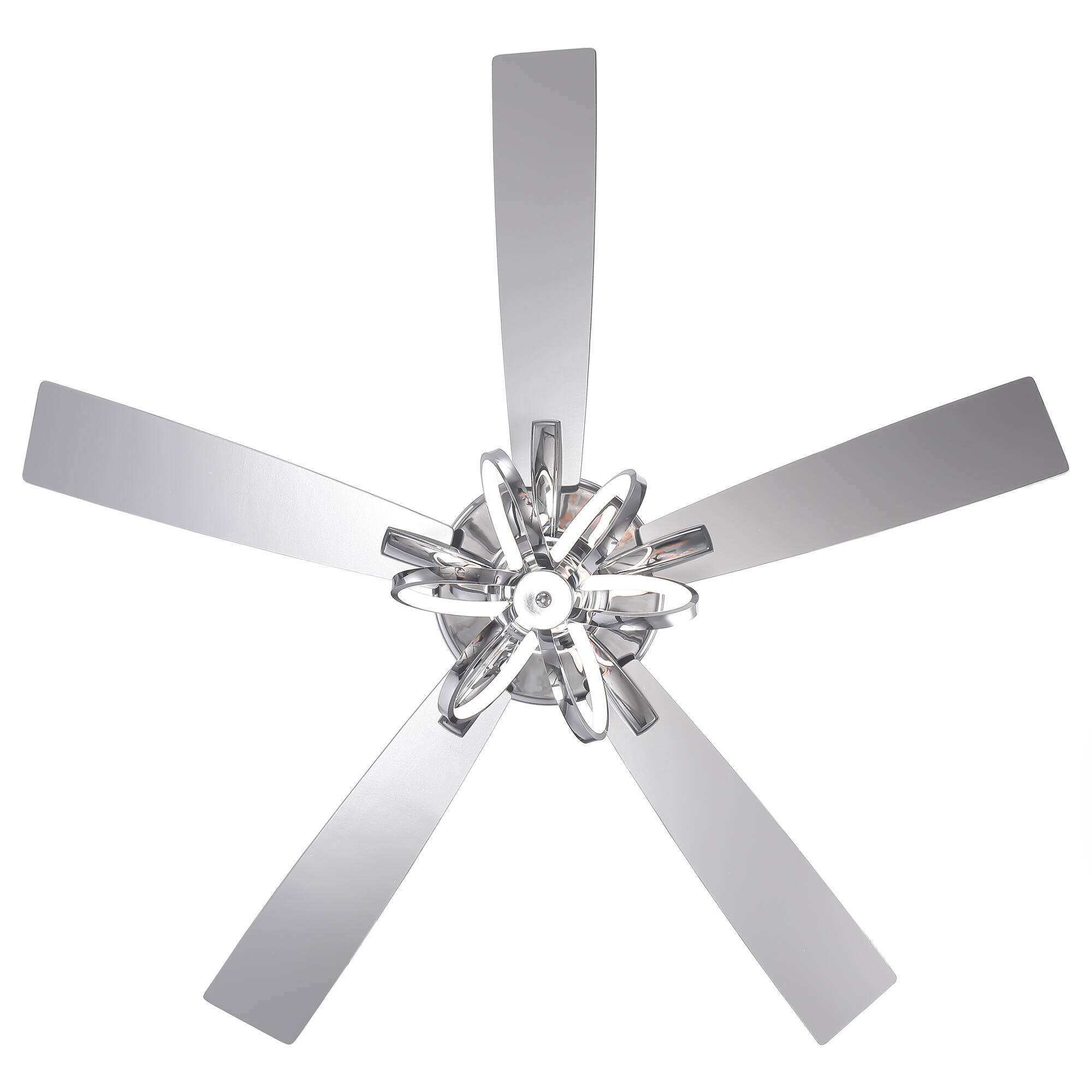 Alt View 6. Parrot Uncle - 52-inch Modern Chrome Indoor LED Ceiling Fan with Remote Control - Chrome.