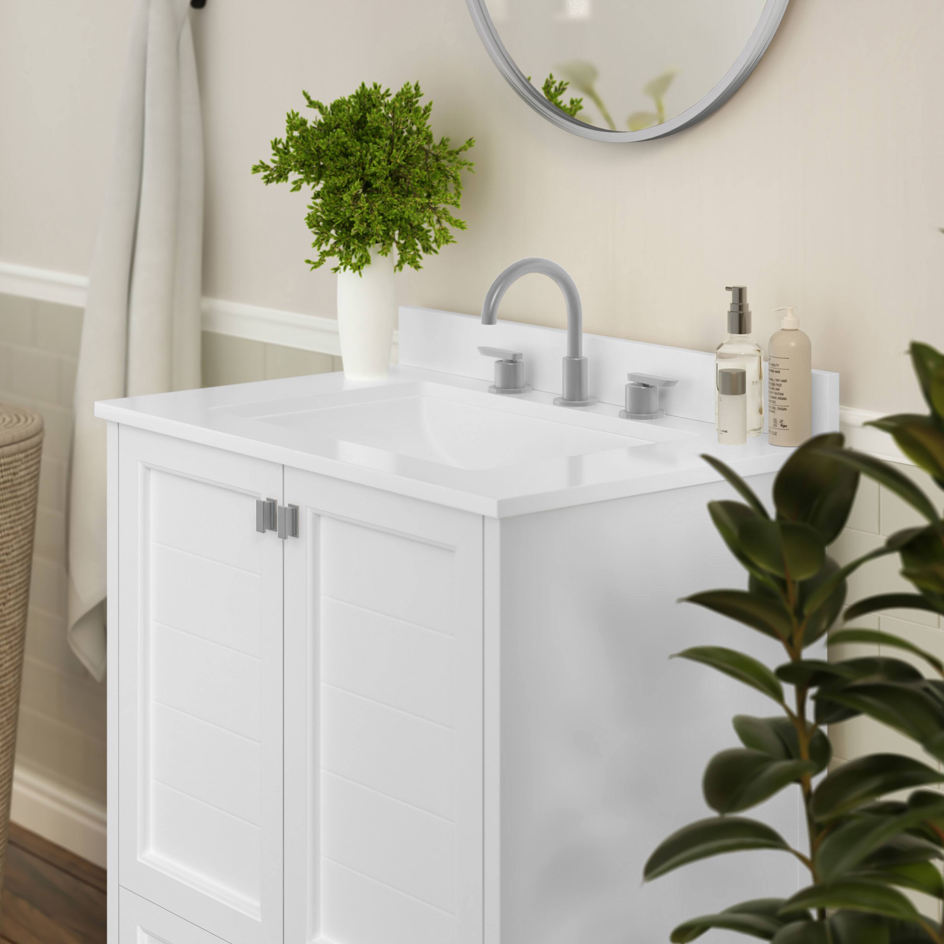 Alt View 2. Flash Furniture - Haven 30 Inch Bathroom Vanity with Sink, Storage Cabinet with Soft Close Doors and Bottom Drawer, Carrara Marble Finish - White.