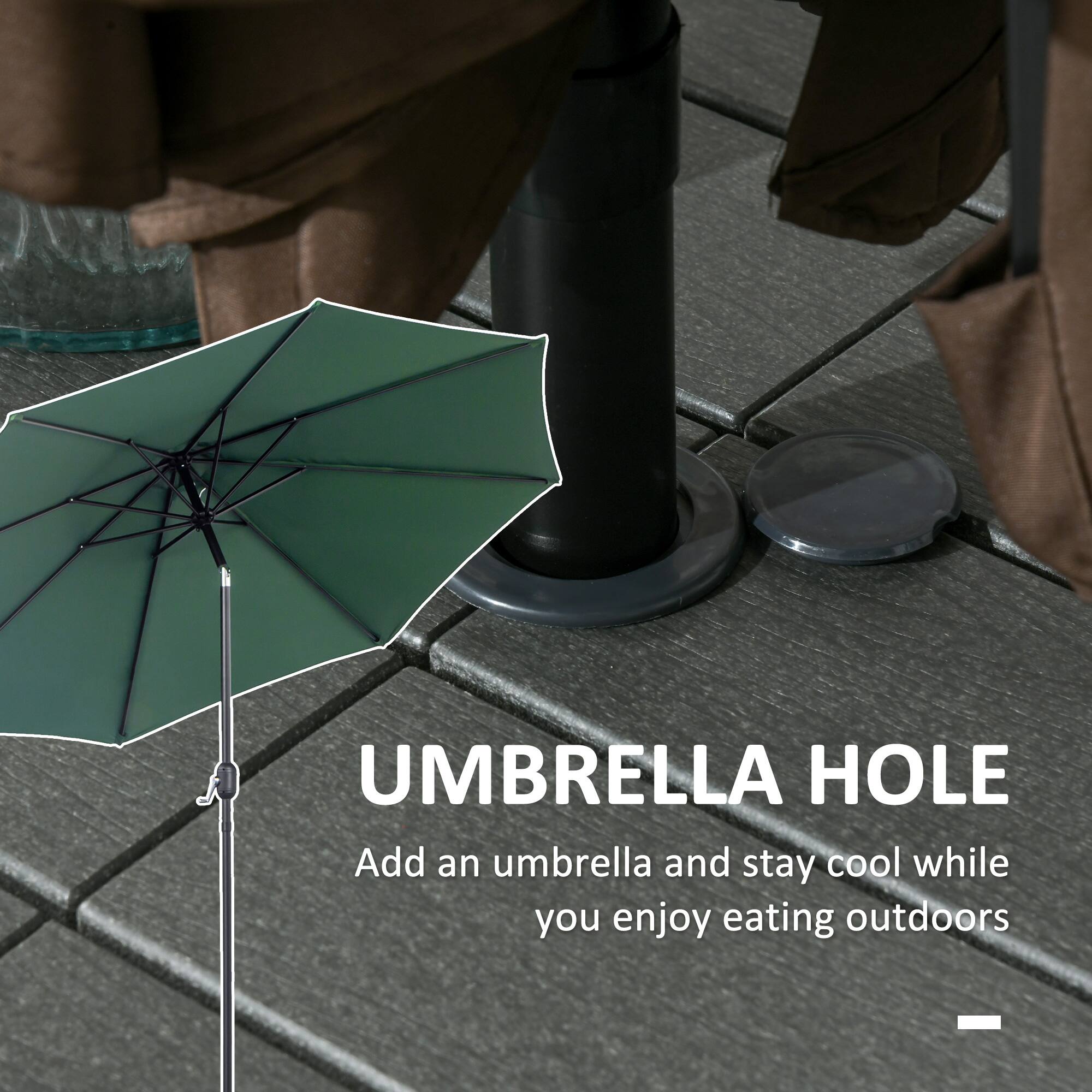 UMBRELLA HOLE
Add an umbrella and stay cool while you enjoy eating outdoors