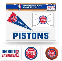 Rico Industries - Detroit Pistons - Set of 6 Removable Wall Decor Stickers - Multi