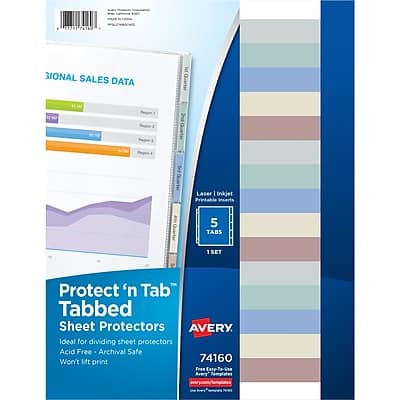 Avery - Heavyweight Protect 'n Tab 5 Tabs, 8-1/2" x 11", 1/Set - Clear
