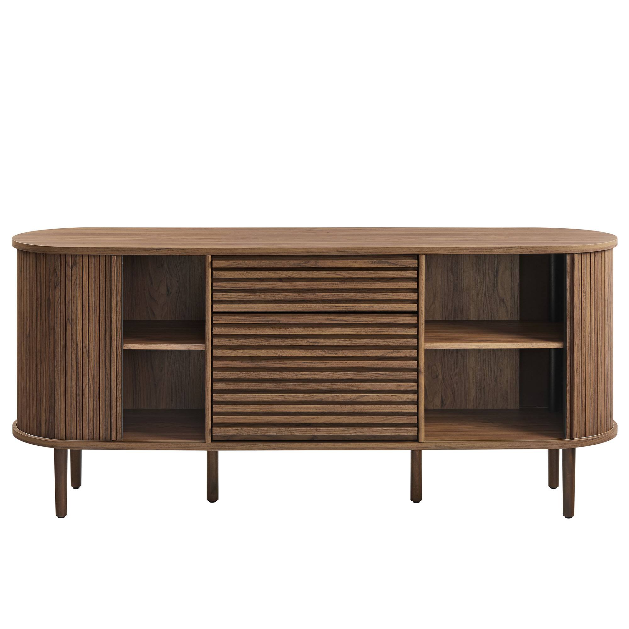 Alt View 7. Modway - Harlan 67" Fluted Oval Sideboard Cabinet by Modway - Walnut.