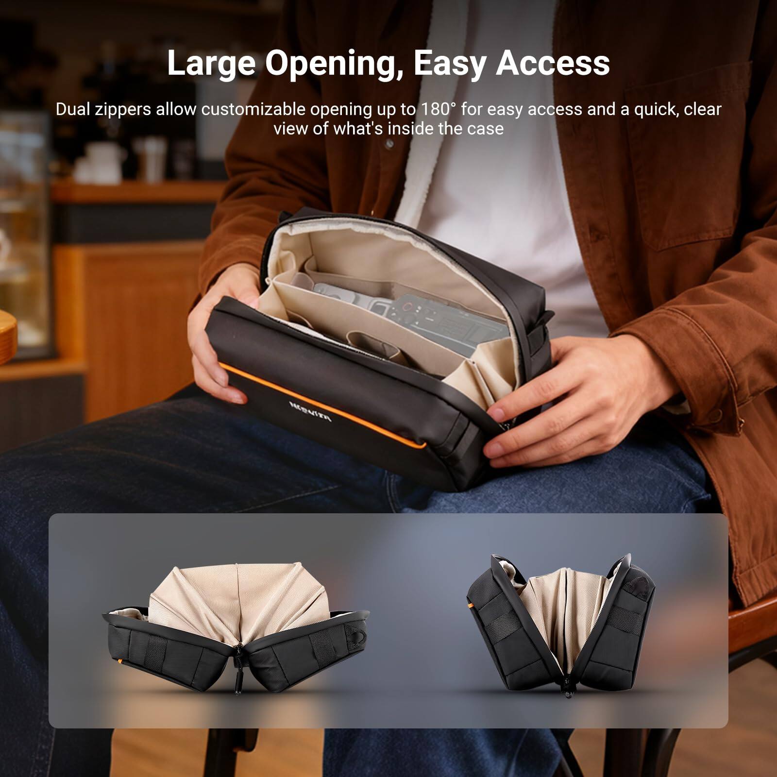 Large Opening, Easy Access

Dual zippers allow customizable opening up to 180° for easy access and a quick, clear view of what's inside the case