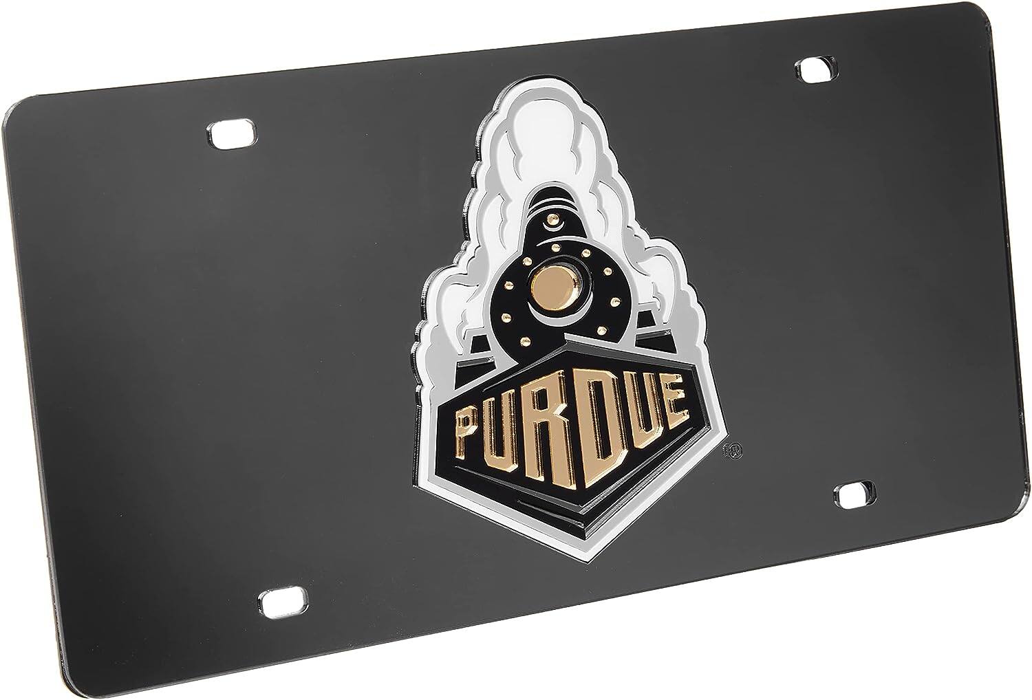 Alt View 6. Rico Industries - Purdue Boilermaker's Black Mirror Look Acrylic License Plate Laser Tag - Multi.