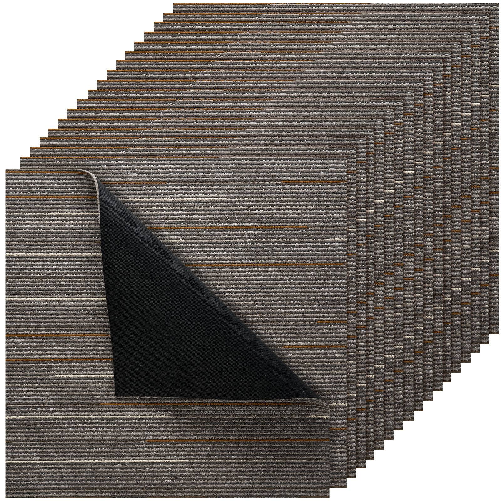 Front. VEVOR - Carpet Tiles Reusable 24x24in, 24 PCS Modular Carpet Square Rug, Commercial Floor Soft Padded for Seamless Cover 96sq.ft - Dark Brown.