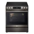 LG - 30-in Wide 6.3 Cu. Ft. Slide-In Electric True Convection Range with 5 Elements, InstaView and Premium Handle - Black Stainless Steel