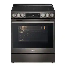 LG - 6.3 Cu. Ft. Slide-In Electric True Convection Range with InstaView and Premium Handle - Black Stainless Steel