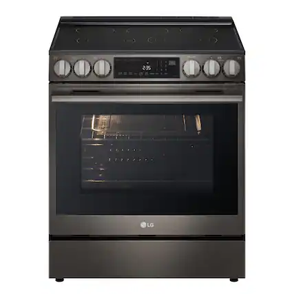 LG oven with a black stove top and a silver door.