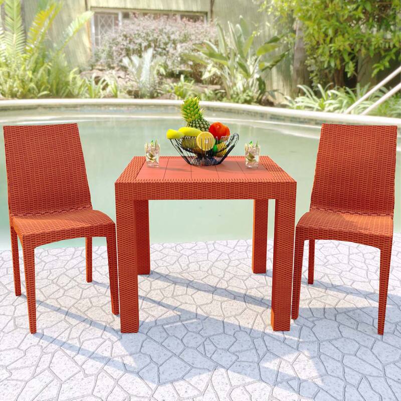 Left. LeisureMod - Mace 4-Pieces  Outdoor Waterproof Patio Chair - No Assembly Required - Orange.
