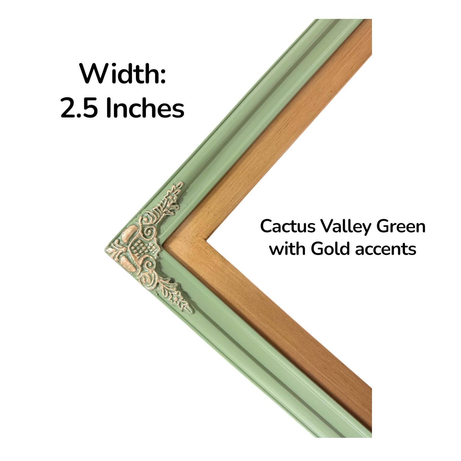 Width: 2.5 Inches  
Cactus Valley Green with Gold accents