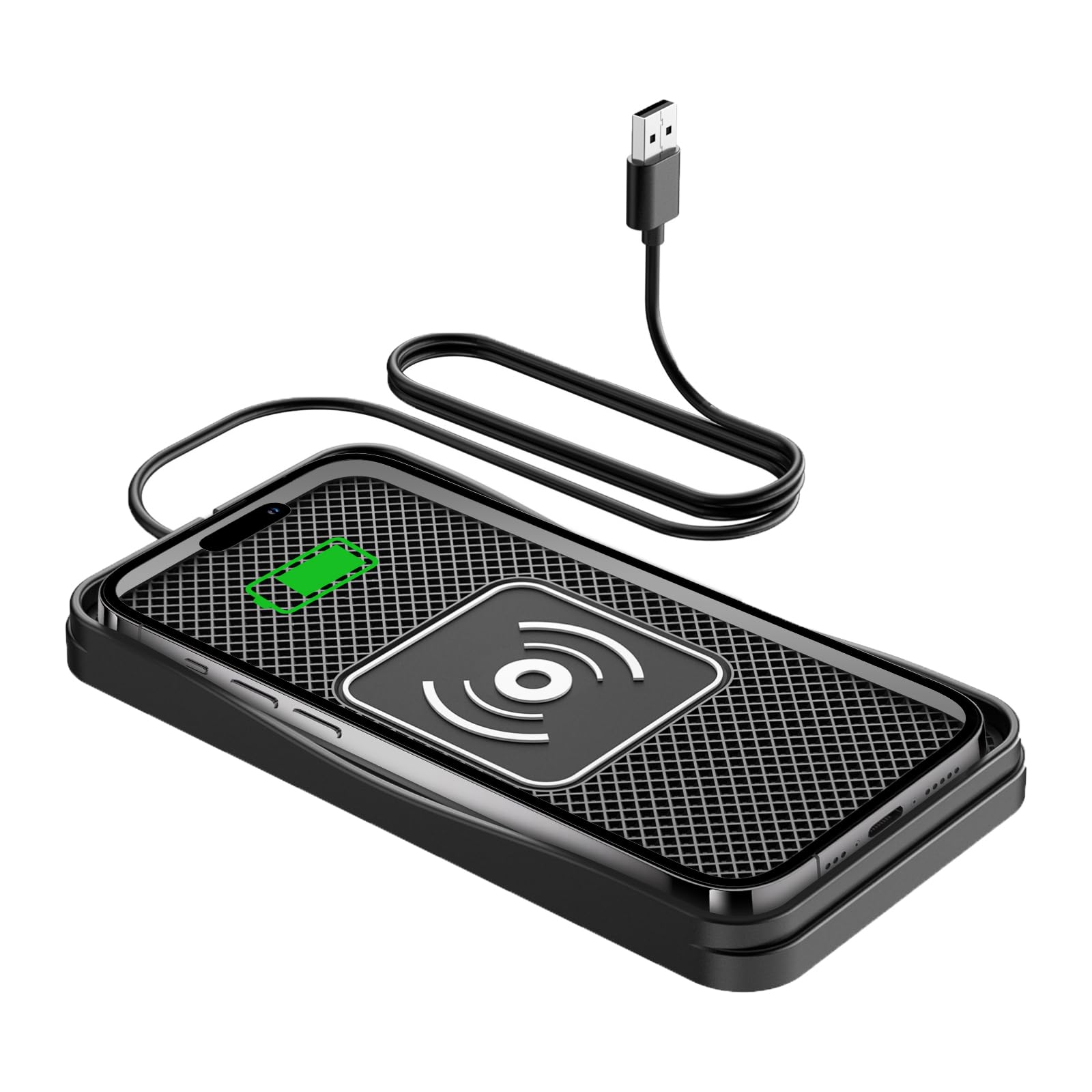 Front. VEGA AUTOMOTIVE - Wireless For Car 20w Max Fast Charging Pad Non slip Galaxy S25 s9 Android Devices type C - 1M Cable USB.