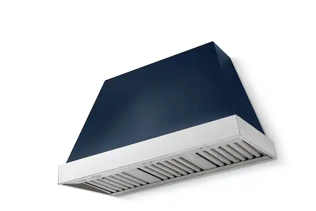 Front. AGA - AGA Euclid 48 x 30 Hood 1200 CFM_Indigo_ w. Polished Chrome Trim - Indigo.