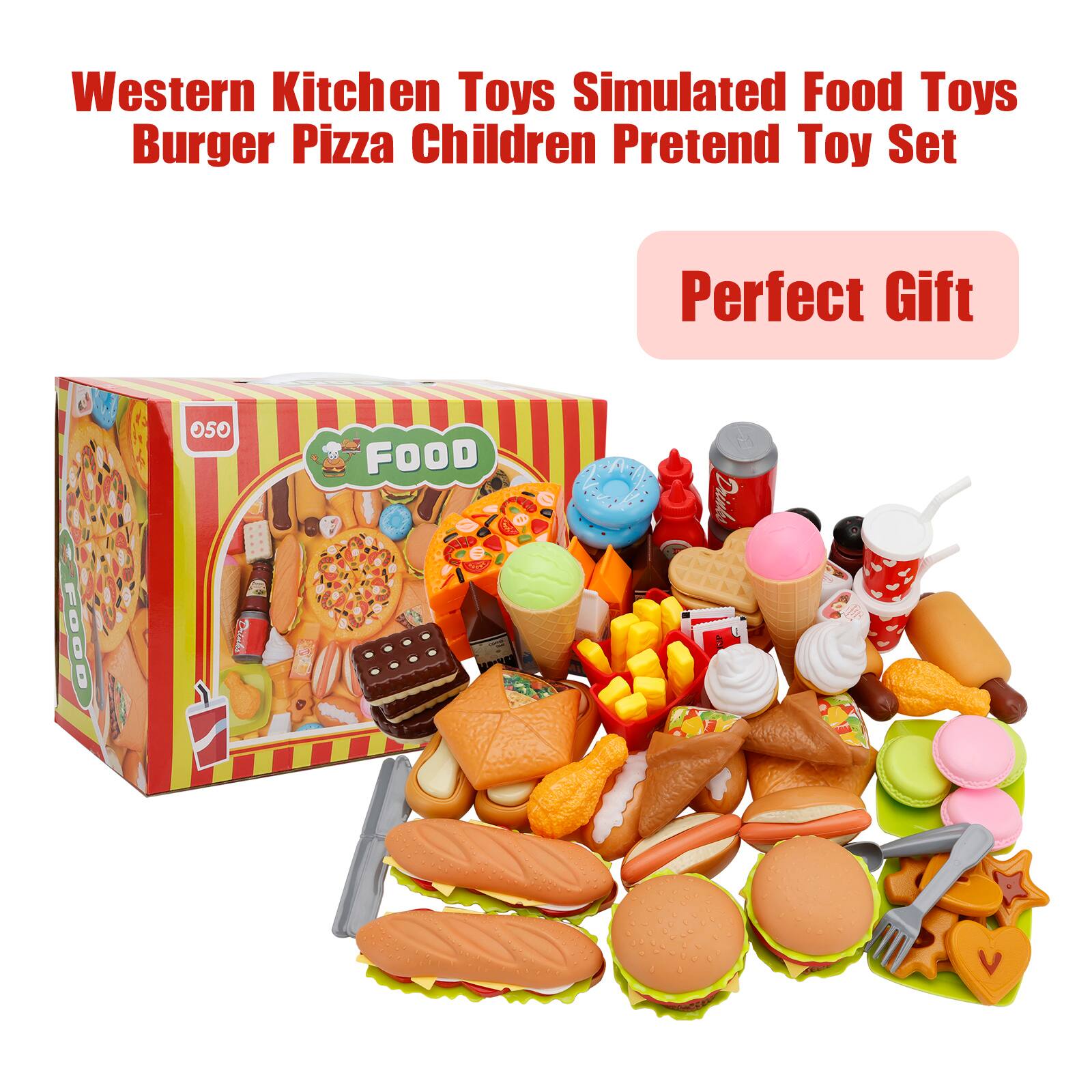 Western Kitchen Toys Simulated Food Toys Burger Pizza Children Pretend Toy Set  
Perfect Gift
