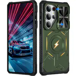 UUCOVER - Magnetic Case for Samsung Galaxy S26 Ultra,Shockproof TPU+PC Case Compatible with Mag Safe Rugged Sliding Lens Cover - Armygreen