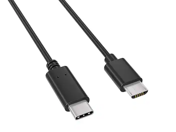 Front. Cable Leader - USB 2.0 USB-C to Micro-USB Cable, 480Mbps Charge and Sync for Phone, Controller, E-Reader - Black.