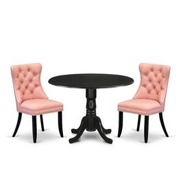 East West Furniture - 3 Piece Kitchen Table & Chairs Set - Black