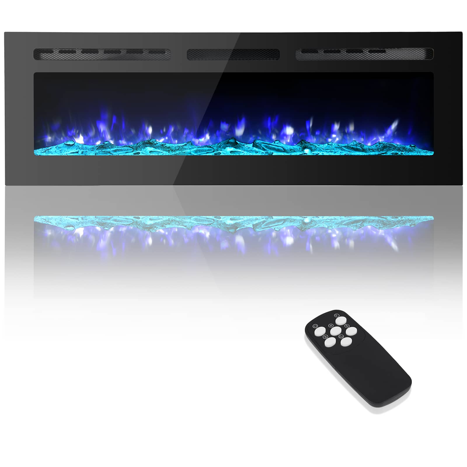 GAOMON - 60 Inch Wall Mounted Electric Fireplace, Fireplace Heater with Remote, Timer, Touchscreen, Adjustable Brightness