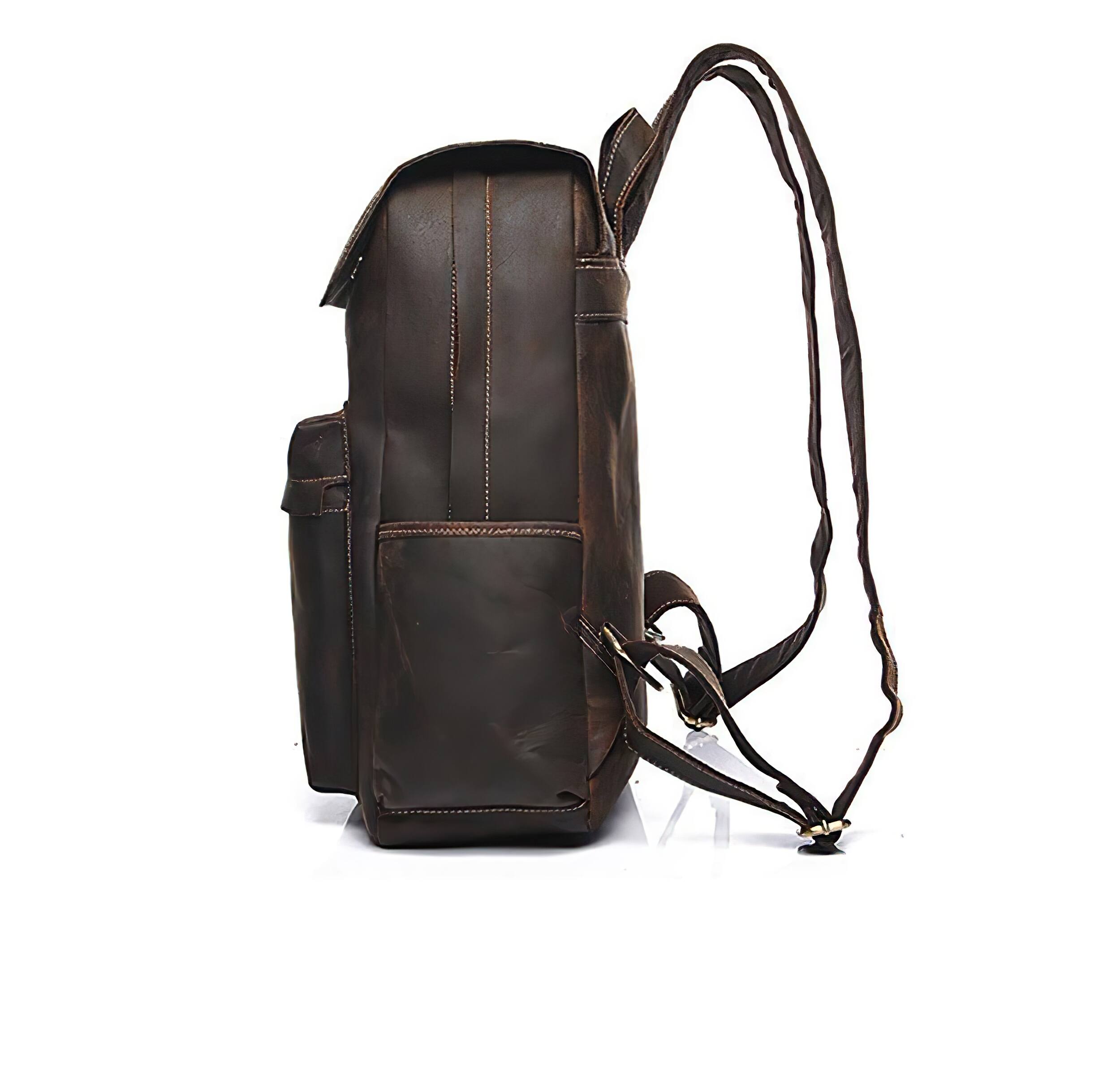 Back. Steel Horse Leather - The Helka Backpack | Genuine Vintage Leather Backpack - Dark Brown.