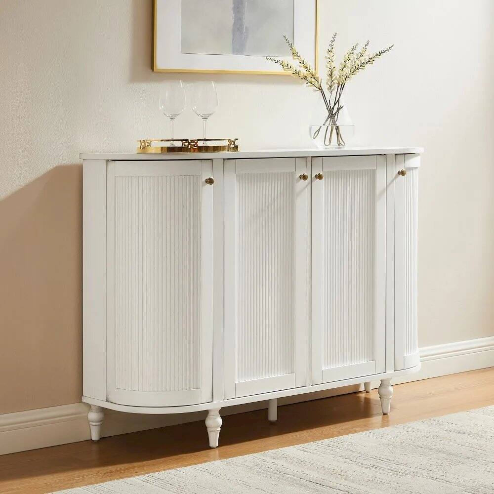 Alt View 8. Crosley Furniture - Monique Curved Sideboard - Distressed White.