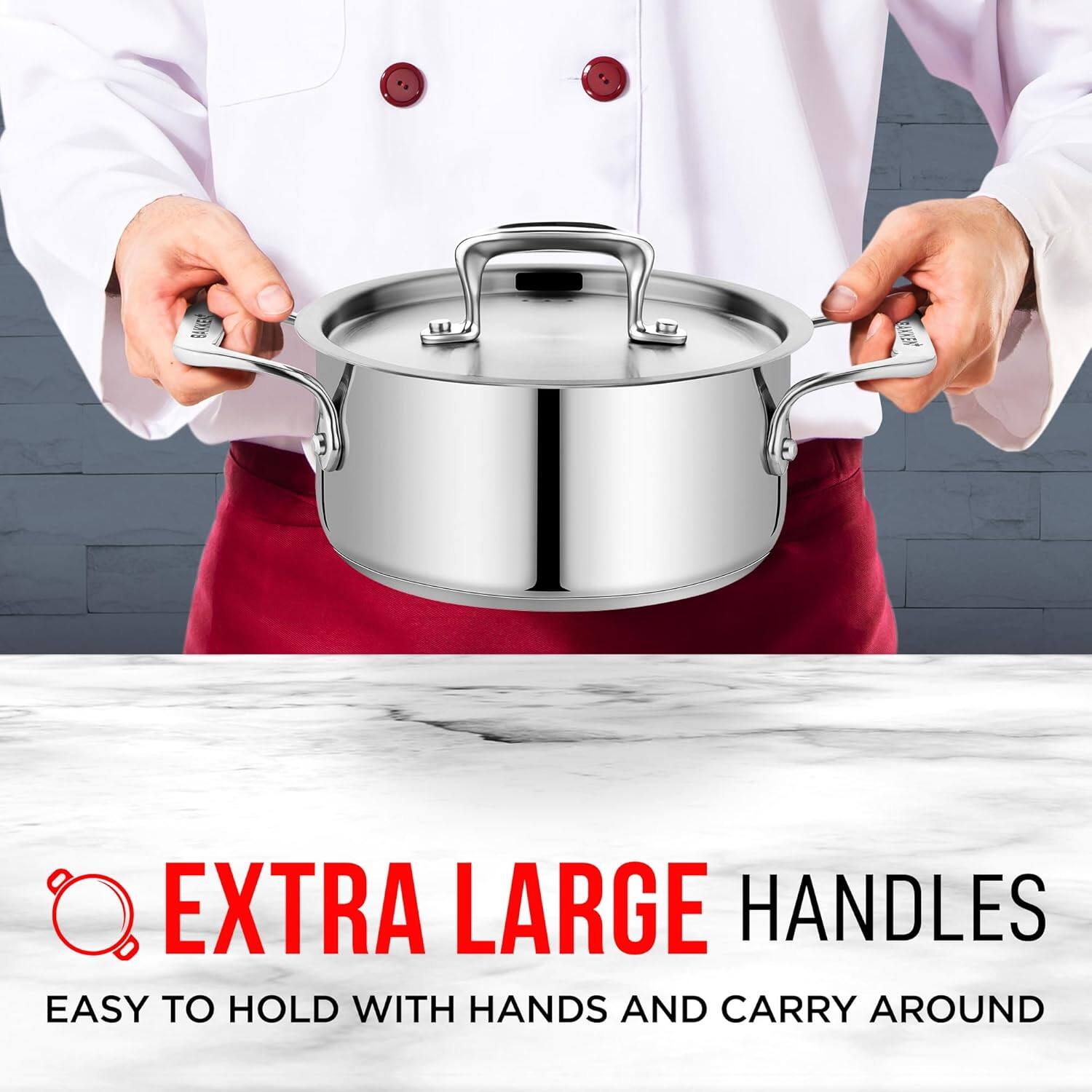 EXTRA LARGE HANDLES  
EASY TO HOLD WITH HANDS AND CARRY AROUND