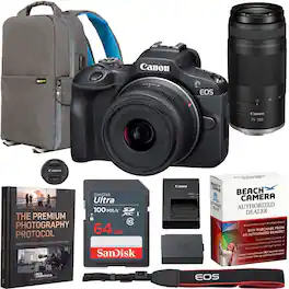 Bundle - Canon - EOS R100 Mirrorless Camera Double Zoom 2 Lens Kit 18-45mm + 75-300mm