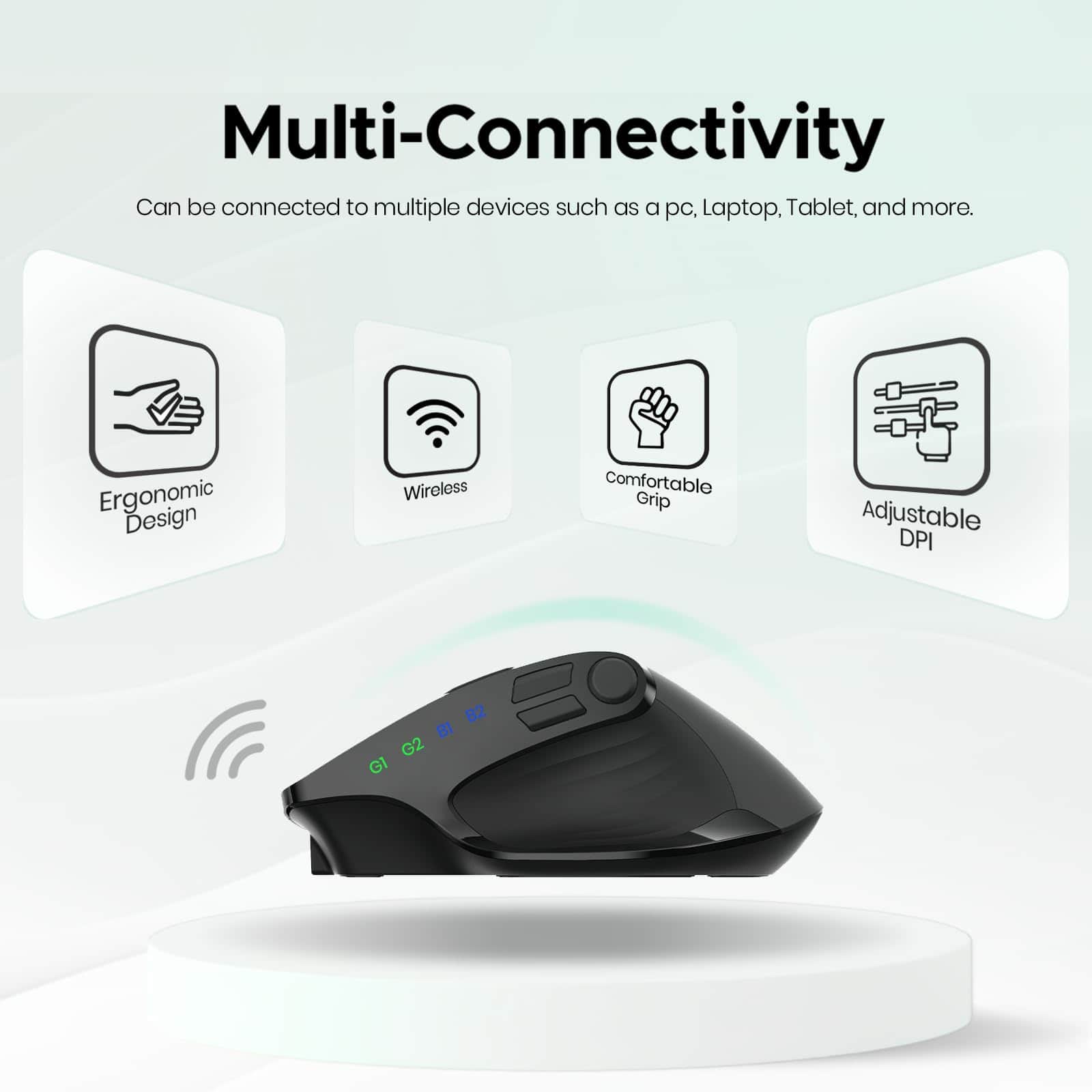 HM 1810 - Mouse Silent With 4ghz & Multi Device Oled Display Adjustable Rechargeable Buttons Windowsmac - Wired - Default