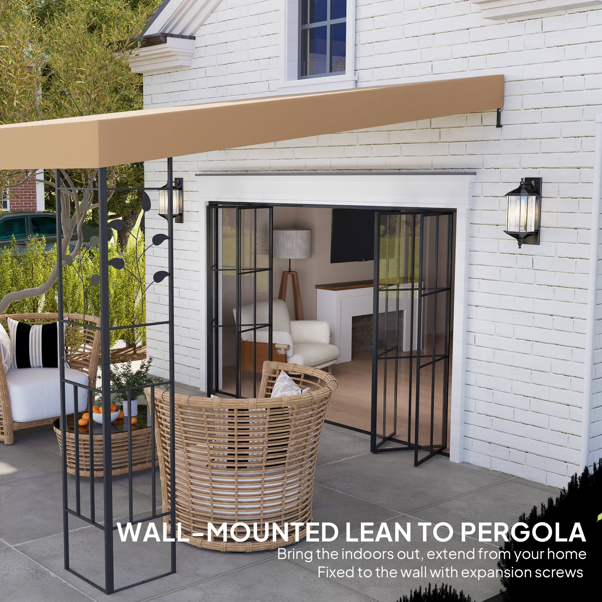 WALL-MOUNTED LEAN TO PERGOLA
Bring the indoors out, extend from your home
Fixed to the wall with expansion screws